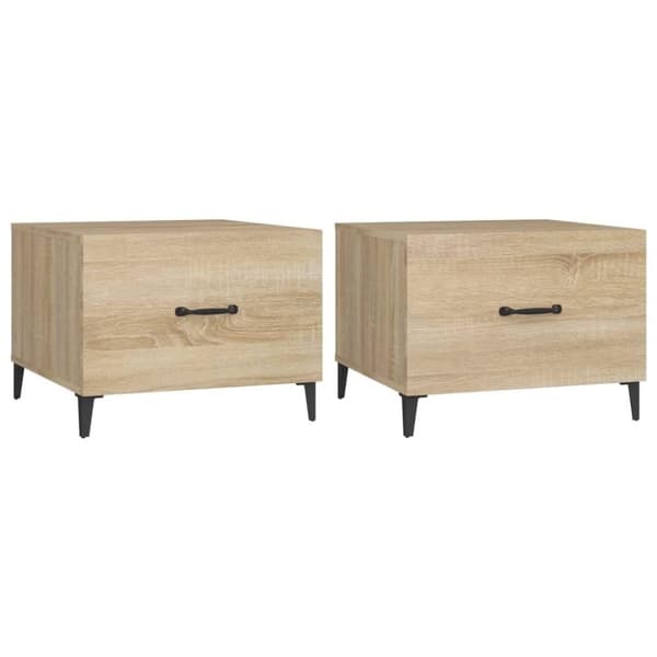 vidaXL Soffbord med metallben 2 st sonoma-ek 50x50x40 cm