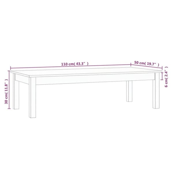 vidaXL Soffbord vit 110x50x30 cm massiv furu