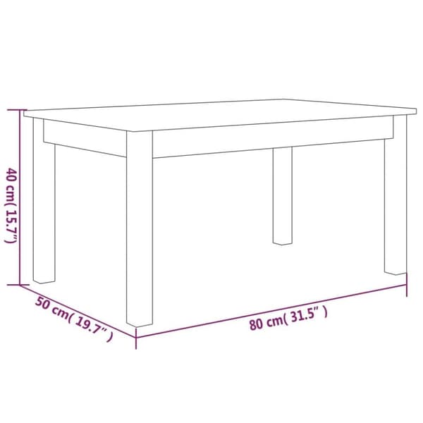 vidaXL Salongbord grå 80x50x40 cm heltre furu