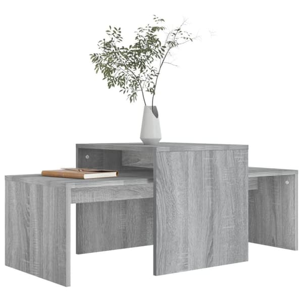 vidaXL Salongbordsett grå sonoma 100x48x40 cm konstruert tre