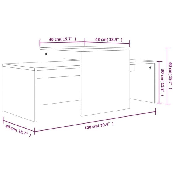 vidaXL Salongbordsett grå sonoma 100x48x40 cm konstruert tre