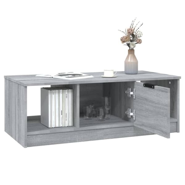 vidaXL Soffbord grå sonoma-ek 102x50x36 cm konstruerat trä