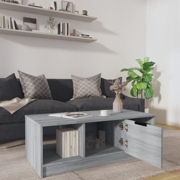 vidaXL Soffbord grå sonoma-ek 102x50x36 cm konstruerat trä