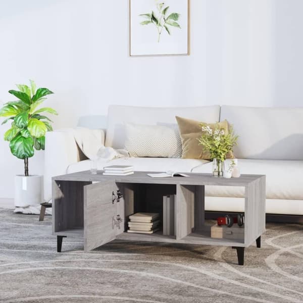vidaXL Salongbord grå sonoma 102x50x40 cm konstruert tre