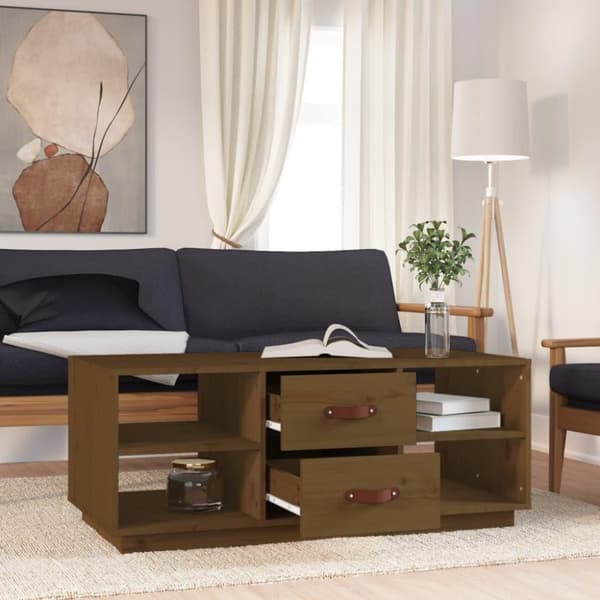 vidaXL Salongbord honningbrun 100x50x41 cm heltre furu