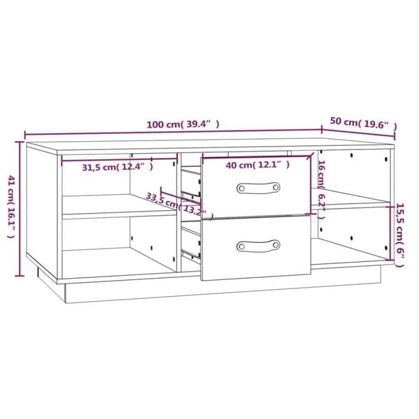 vidaXL Salongbord svart 100x50x41 cm heltre furu