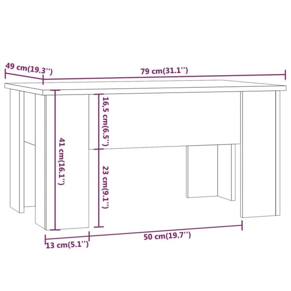 vidaXL Salongbord røkt eik 79x49x41 cm konstruert tre
