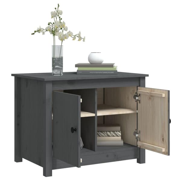 vidaXL Salongbord grå 71x49x55 cm heltre furu