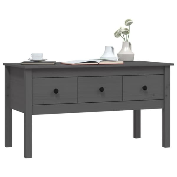 vidaXL Salongbord grå 102x49x55 cm heltre furu