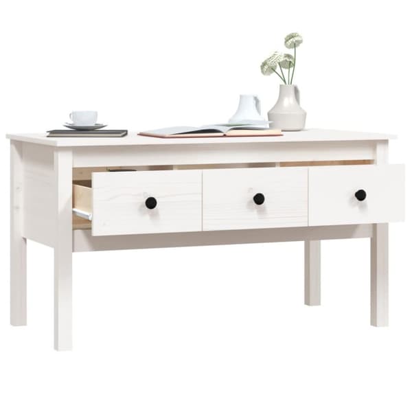 vidaXL Salongbord hvit 102x49x55 cm heltre furu