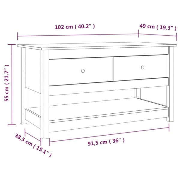 vidaXL Soffbord grå 102x49x55 cm massiv furu