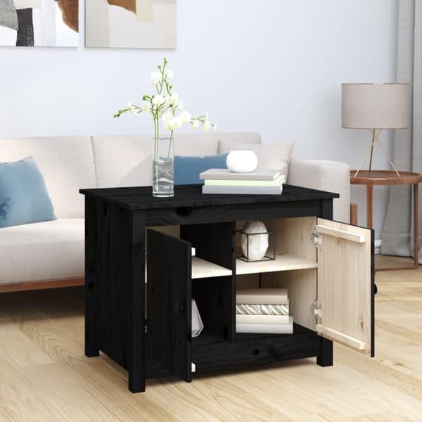 vidaXL Salongbord svart 71x49x55 cm heltre furu