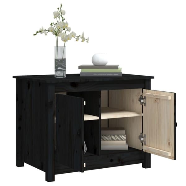 vidaXL Salongbord svart 71x49x55 cm heltre furu