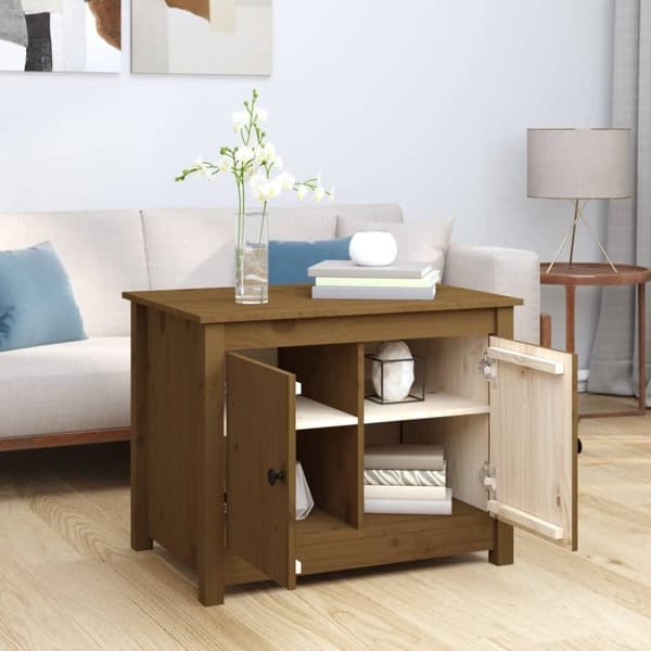 vidaXL Salongbord honningbrun 71x49x55 cm heltre furu