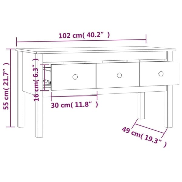 vidaXL Salongbord 102x49x55 cm heltre furu