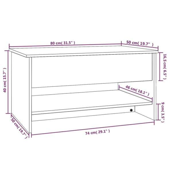 vidaXL sofabord 80x50x40 cm konstrueret træ sort