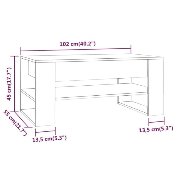 vidaXL sofabord 102x55x45 cm konstrueret træ hvid højglans