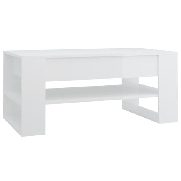 vidaXL sofabord 102x55x45 cm konstrueret træ hvid højglans