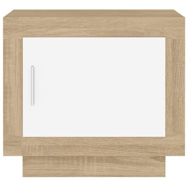 vidaXL sofabord 51x50x45 cm konstrueret træ hvid og sonoma-eg