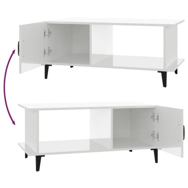 vidaXL sofabord 90x50x40 cm konstrueret træ hvid højglans