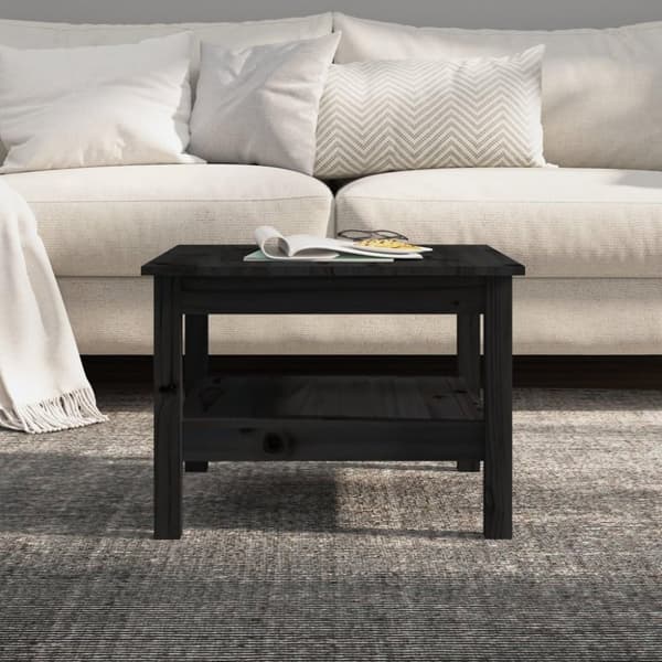 vidaXL sofabord 55x55x40 cm massivt fyrretræ sort