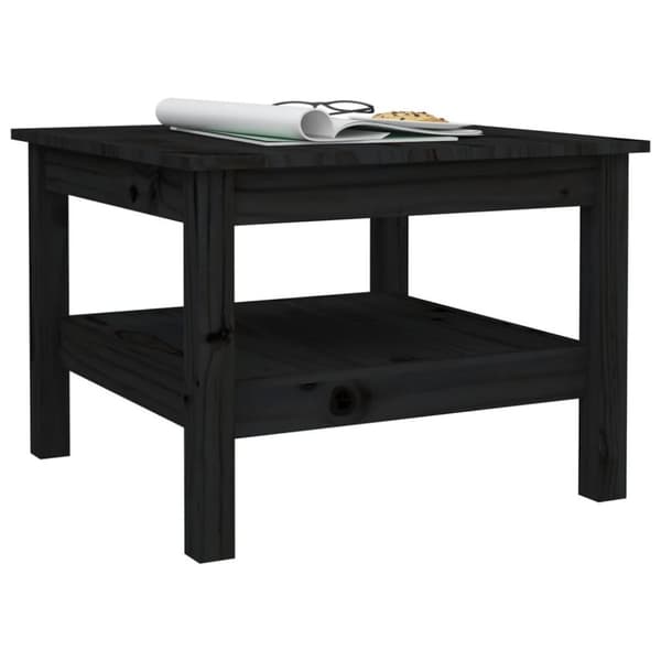 vidaXL sofabord 55x55x40 cm massivt fyrretræ sort