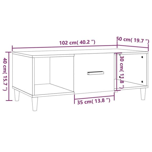 vidaXL sofabord 102x50x40 cm konstrueret træ brun egetræsfarve