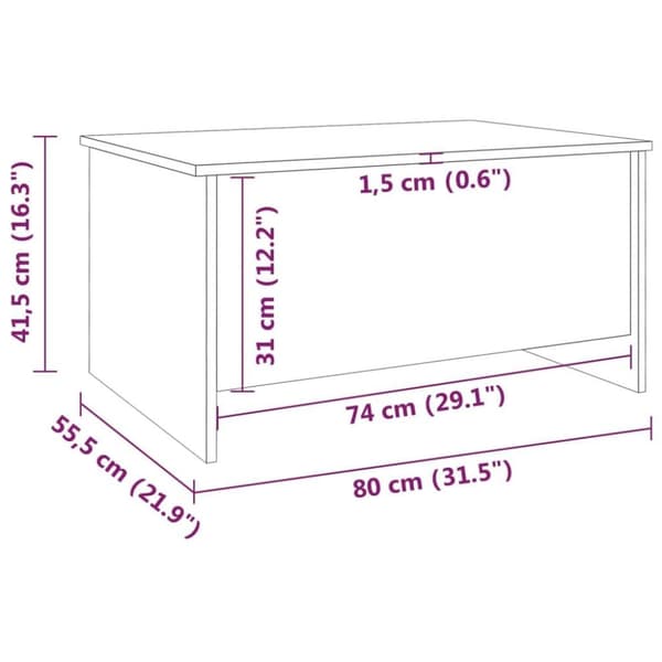 vidaXL sofabord 80x55,5x41,5 cm konstrueret træ røget egetræsfarve