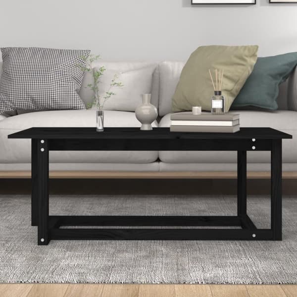 vidaXL sofabord 110x55x45 cm massivt fyrretræ sort