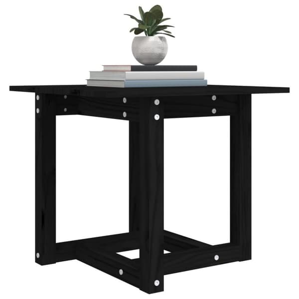 vidaXL sofabord 50x50x45 cm massivt fyrretræ sort