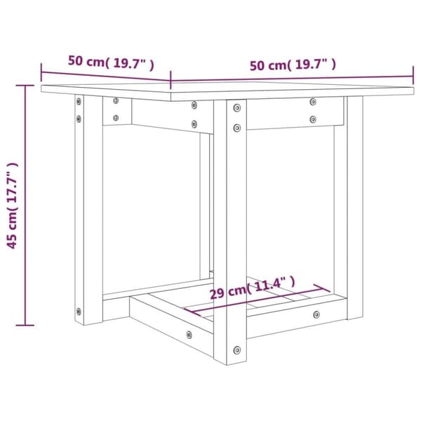 vidaXL sofabord 50x50x45 cm massivt fyrretræ sort