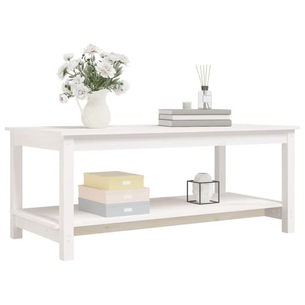 vidaXL sofabord 110x55x45 cm massivt fyrretræ hvid