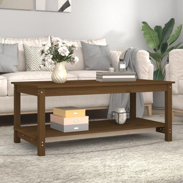 vidaXL Sohvapöytä hunajanruskea 110x55x45 cm täysi mänty