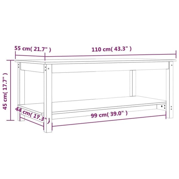 vidaXL Sohvapöytä hunajanruskea 110x55x45 cm täysi mänty