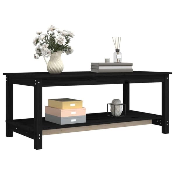 vidaXL sofabord 110x55x45 cm massivt fyrretræ sort