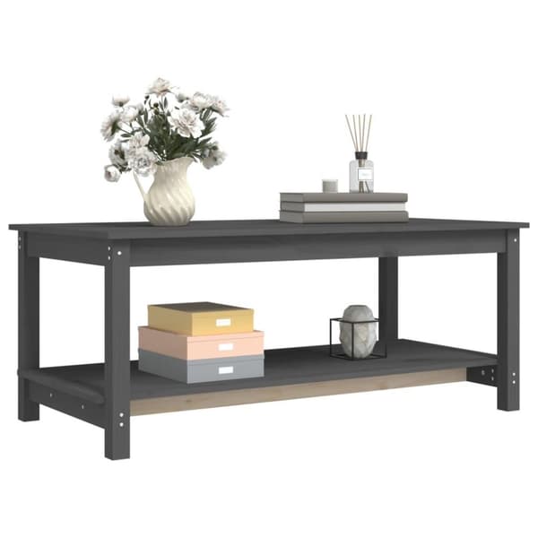 vidaXL sofabord 110x55x45 cm massivt fyrretræ grå