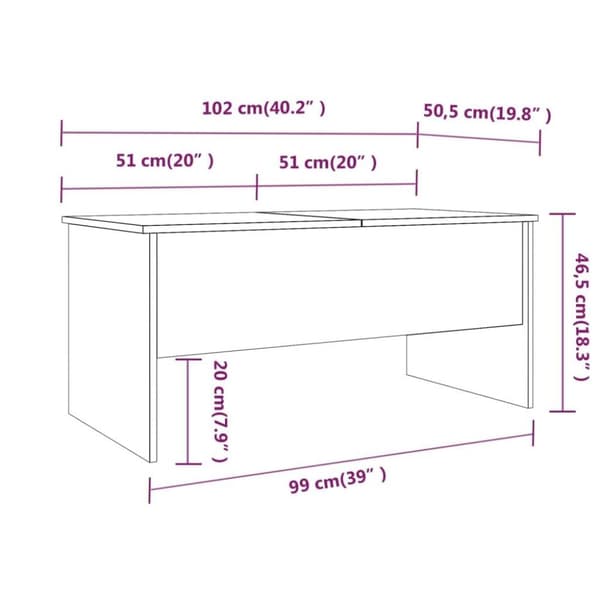 vidaXL Salongbord hvit 102x50,5x46,5 cm konstruert tre