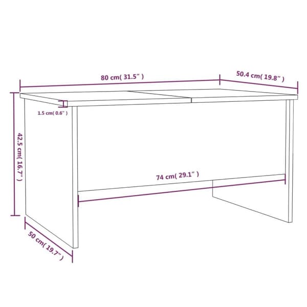vidaXL Salongbord sonoma eik 80x50x42,5 cm konstruert tre