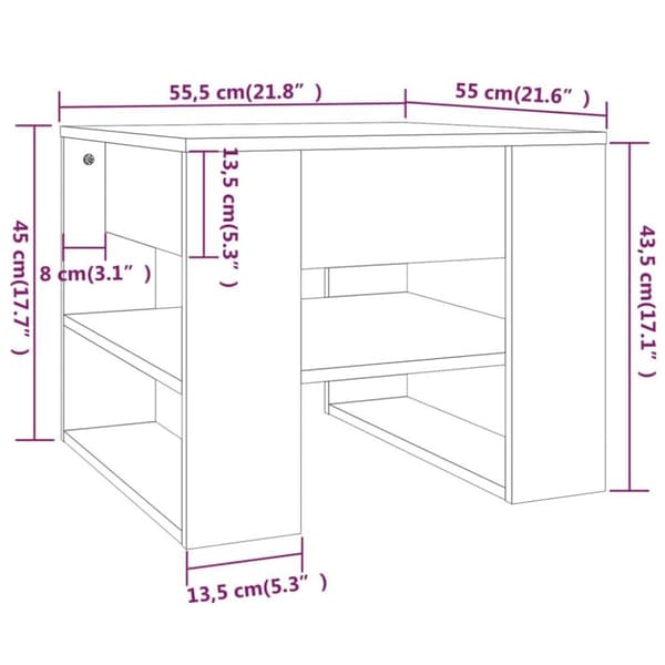 vidaXL Salongbord betonggrå 55,5x55x45 cm konstruert tre