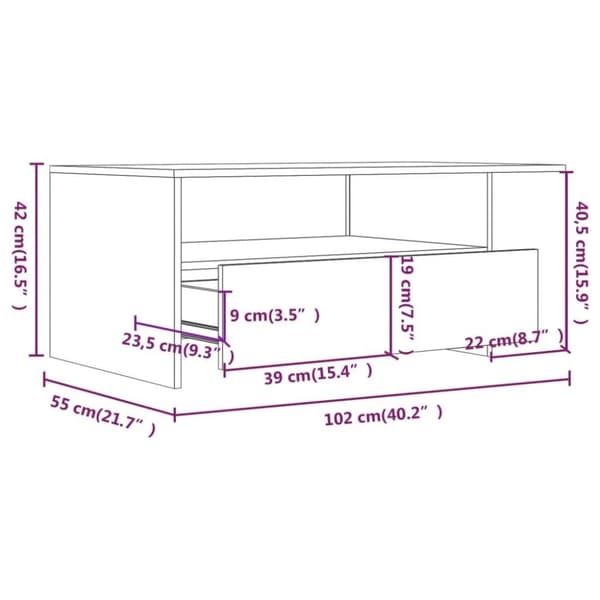 vidaXL Soffbord vit 102x55x42 cm konstruerat trä