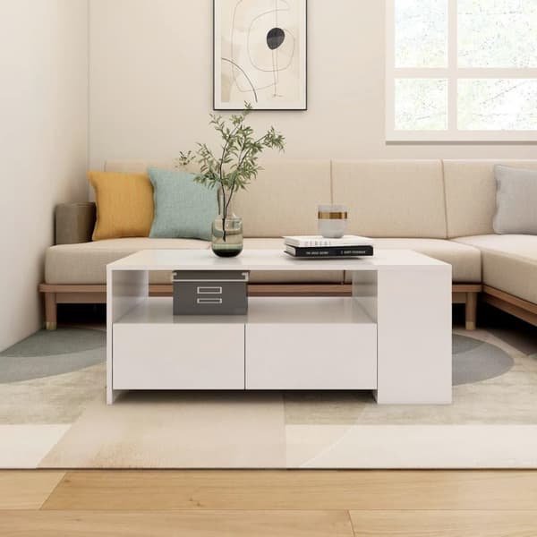 vidaXL Soffbord vit 102x55x42 cm konstruerat trä