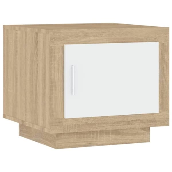vidaXL Soffbord vit och sonoma-ek 51x50x45 cm konstruerat trä