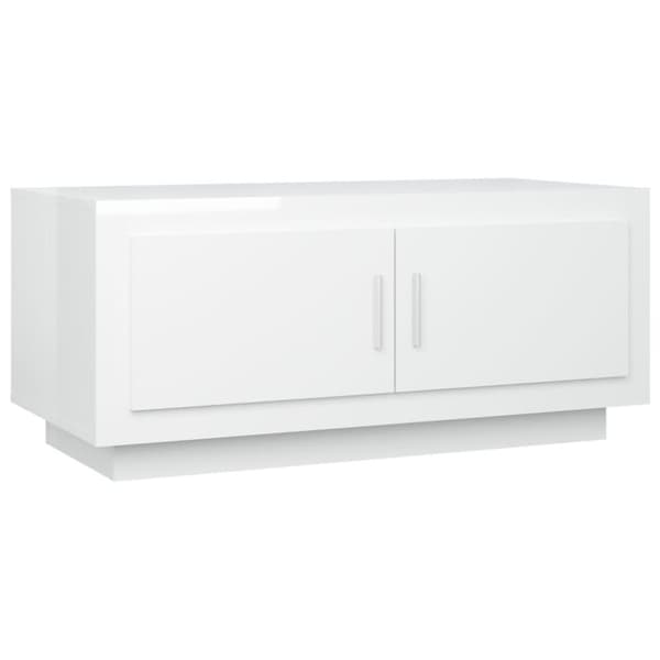 vidaXL Soffbord vit högglans 102x50x45 cm konstruerat trä