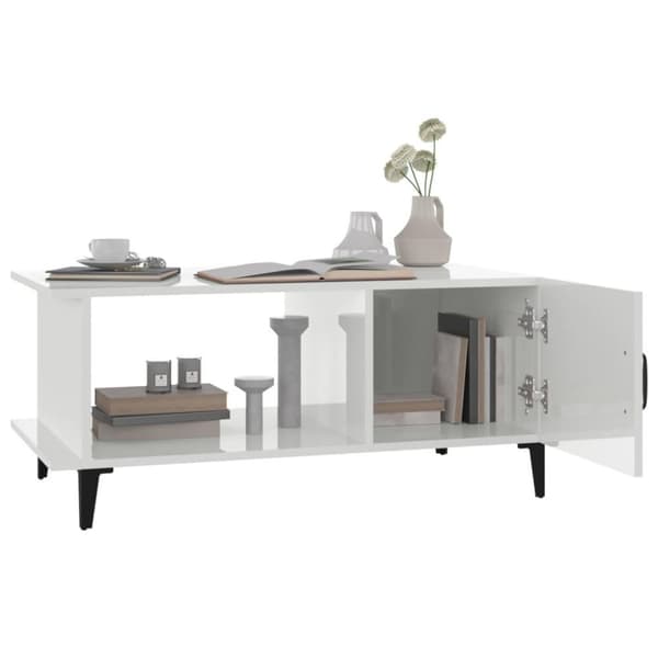 vidaXL Salongbord høyglans hvit 90x50x40 cm konstruert tre