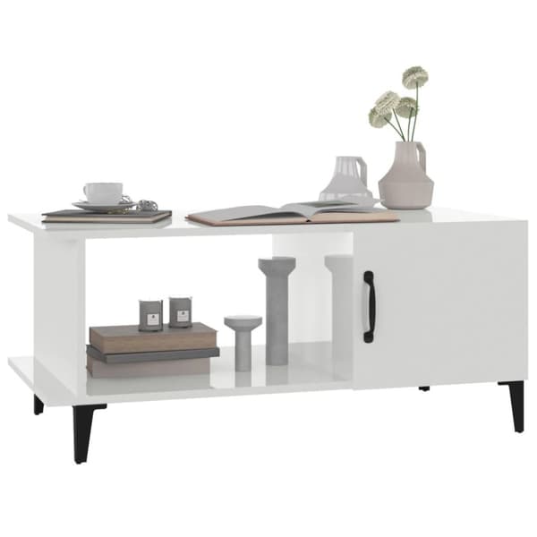 vidaXL Salongbord høyglans hvit 90x50x40 cm konstruert tre