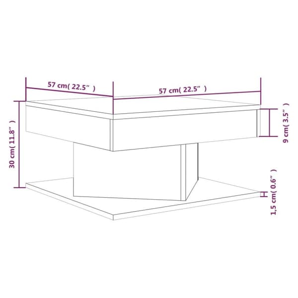 vidaXL Salongbord brun eik 57x57x30 cm konstruert tre