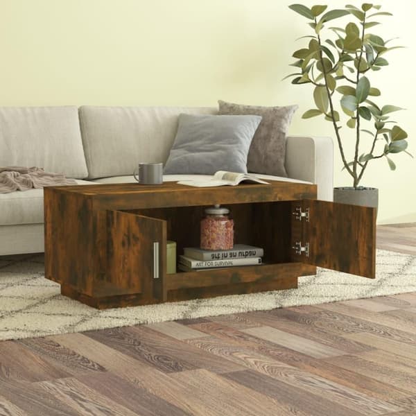 vidaXL Salongbord røkt eik 102x50x45 cm konstruert tre