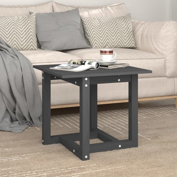 vidaXL Salongbord grå 50x50x45 cm heltre furu