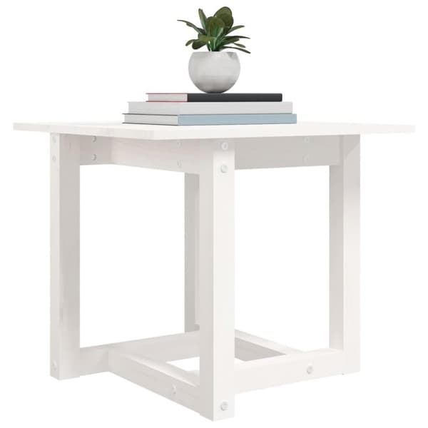 vidaXL Salongbord hvit 50x50x45 cm heltre furu