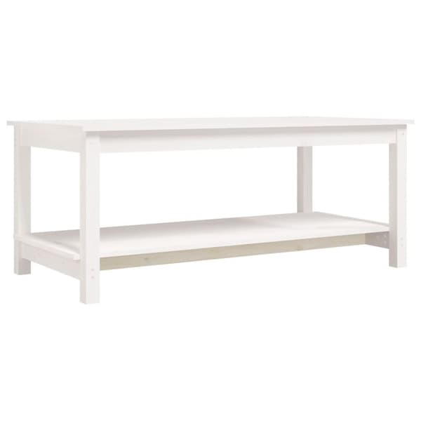 vidaXL Salongbord hvit 110x55x45 cm heltre furu